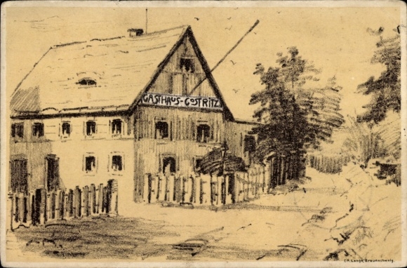 Kunstenaarskaart Dresden Plauen Gostritz, Gasthof Gostritz