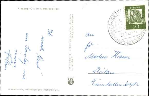 Postcard Arzberg im Fichtelgebirge Oberfranken, general view