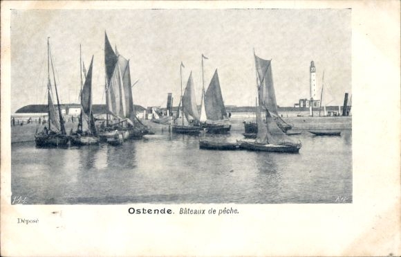 PC Oostende Ostend West Flanders, fishing boats, lighthouse