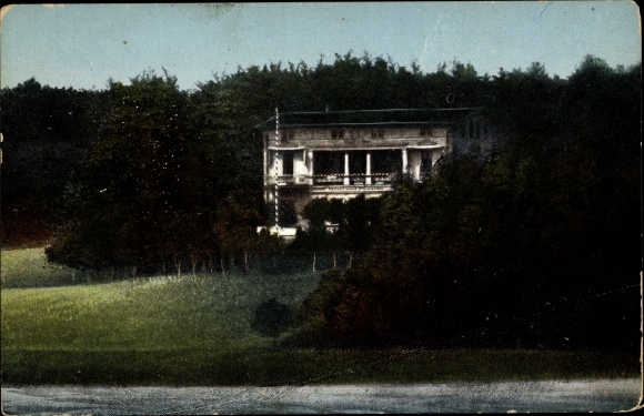 Postcard Baltic resort Kölpinsee on Usedom, hotel, forest and lake