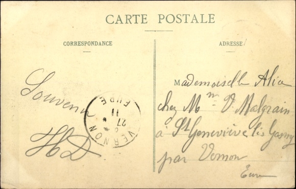 Postcard Bonnieres Yvelines, The City Hall, Cafe