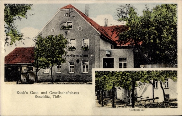 Ak Roschütz Gera in Thüringen, Koch's Gast- und Gesellschaftshaus, Gartenlokal
