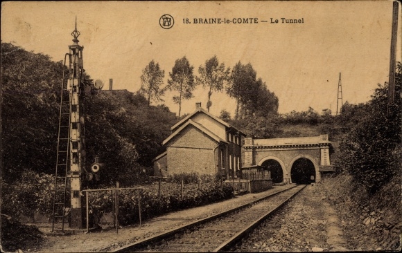 Postcard Braine the Wallonian Count Hennegau, The Tunnel, Bahnschienen