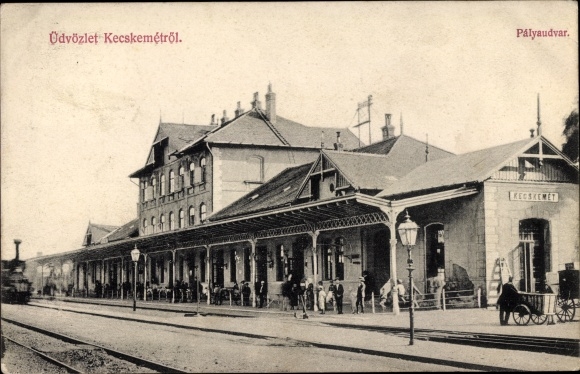 Postcard Kecskemét Ketschkemet Ungarn, Bahnhof, Gleisseite, Palyaudvar