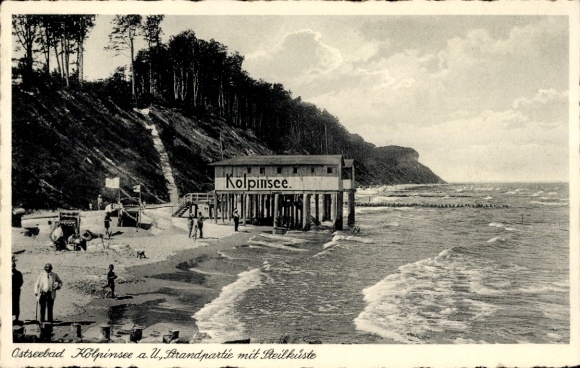 Postcard Ostseebad Kölpinsee on Usedom, beach with cliffs