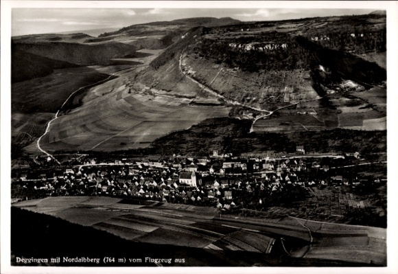 Postcard Deggingen in Württemberg, aerial photograph