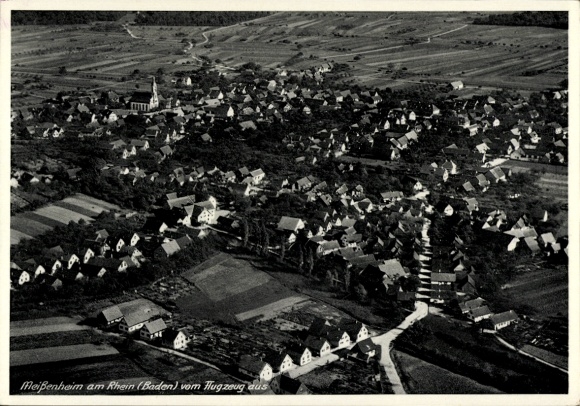Ak Meißenheim am Rhein Baden, Luftaufnahme von Meißenheim, zahlreiche Dächer, ländliche Umgebung,