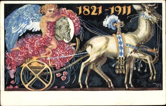 Postal stationery artist Postcard Diez, M., Prince Regent Luitpold of Bavaria, 1821 to 1911, carriage