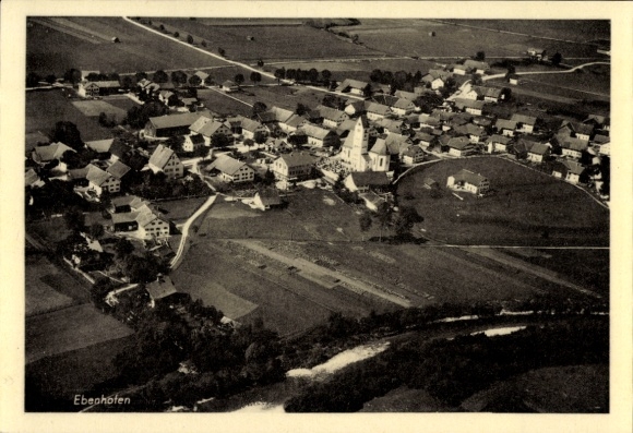 Postcard Ebenhofen Biessenhofen in Ostallgäu, aerial photograph
