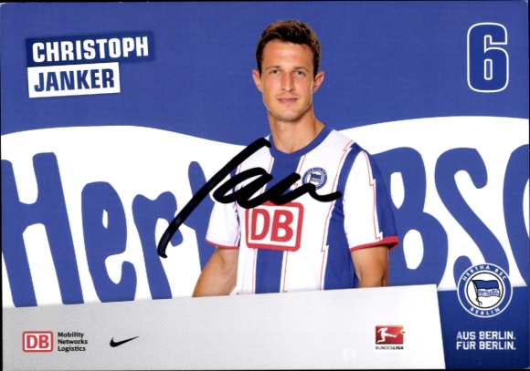 Autogrammkarte Fußballer Christoph Janker, Hertha BSC, Autogramm