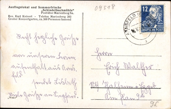 Postcard Schindelbach Großrückerswalde in the Ore Mountains, Gasthof Schindelbachmühle