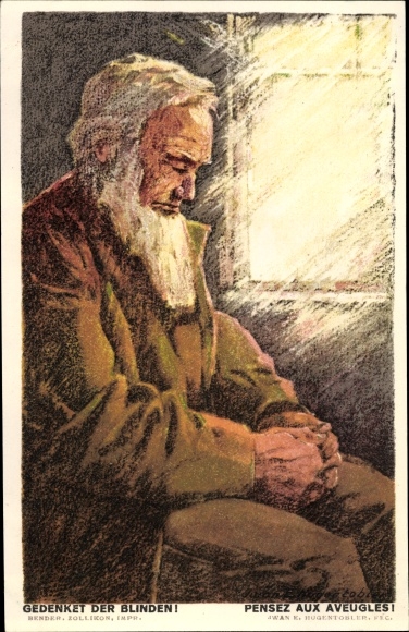 Postal stationery artist commemorates the blind, Postcard national celebration 1923