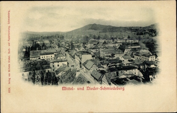 Ak Niederschmiedeberg Großrückerswald in het Erzgebirge, algemeen beeld