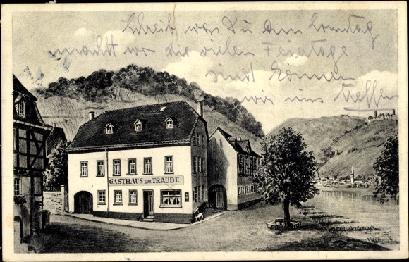 Postcard Löf on the Moselle, Inn zur Traube