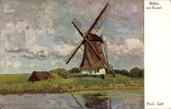 Artist Postcard Zoff, Mill on the Canal