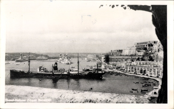 Postcard Malta, port, ship