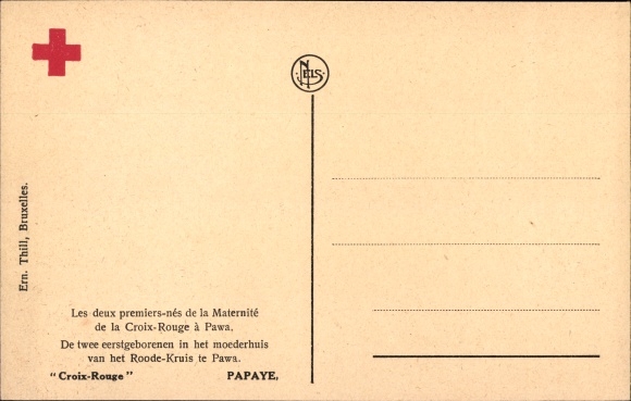 Postcard The first two born of the Red Cross Maternity in Pawa, Schwestern, Entbindungsklinik