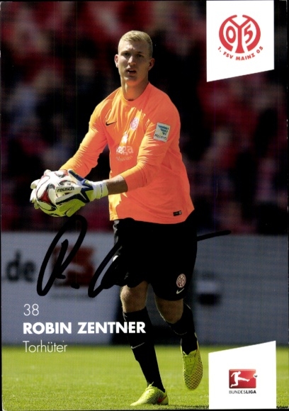 Autograph card footballer Robin Zentner, 1. FSV Mainz 05