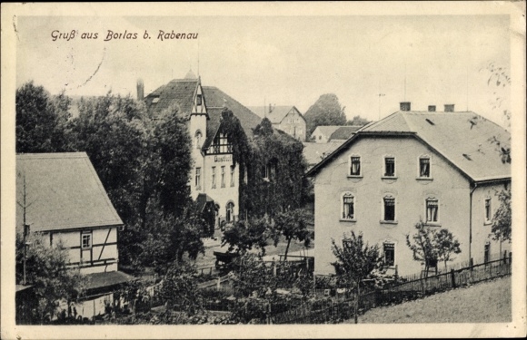Postcard Borlas Klingenberg in the Ore Mountains, inn for the inheritance court, owner Emil Wilhelm