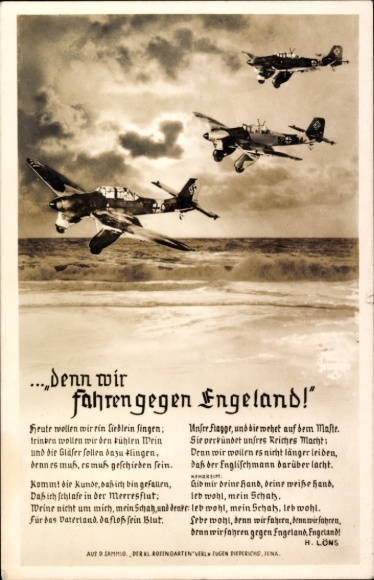 Lied Ak Denn wir fahren gegen Engeland, H. Löns, Deutsche Luftwaffe, Sturzkampfbomber Junkers Ju 87