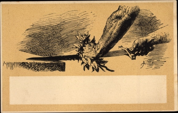 Künstler Ak Menzel, Adolph von, Schleifen eines Schwertes, Kunstwart Postkarte
