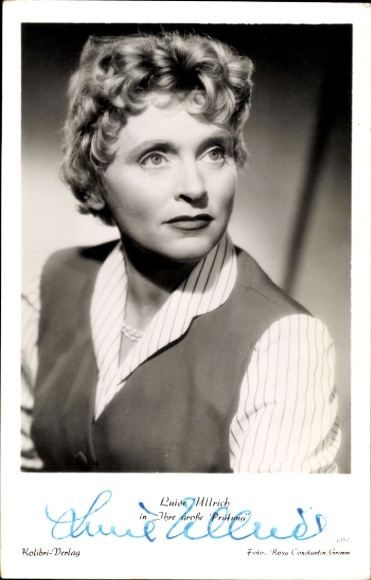 Postcard actress Luise Ullrich, portrait, her big test, autograph