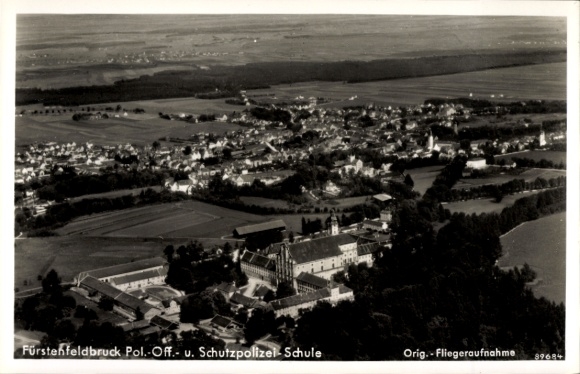 Postcard Fürstenfeldbruck in Upper Bavaria, aerial photograph of the police school