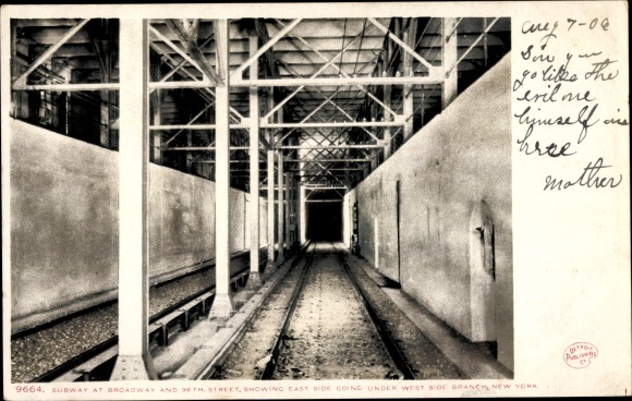 Postcard New York City USA, subway at Broadway and 98th Street