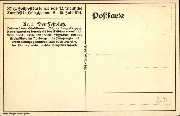 Kunstenaarskaart Klemm, J., Leipzig in Saksen, 12e Duitse Gymnastiekfeest 1913, kermis