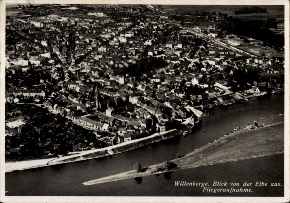 Postcard Wittenberge on the Elbe Prignitz, aerial photograph