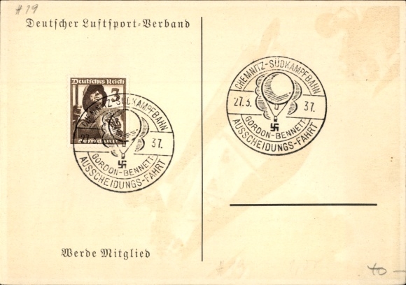 Artist Postcard German Air Sports Association, Aircraft