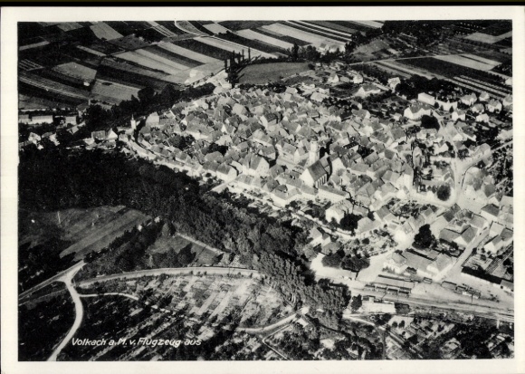 Postcard Volkach am Main Lower Franconia, aerial photograph
