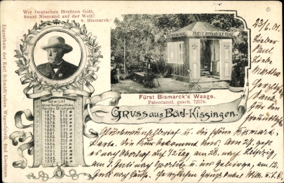 KP Bad Kissingen Dolna Frankonia Bawaria, waga księcia Bismarcka, portret