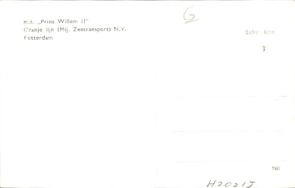 Ak vrachtschip MS Prins Willem II, Oranje Lijn