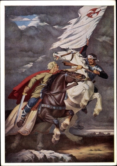 Künstler Ak Kampf, H., Um die Fahne, HDK 198