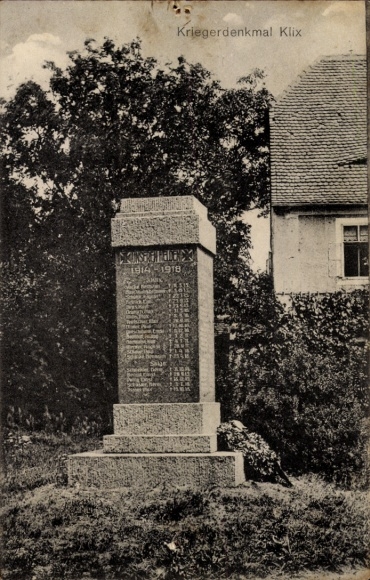 Ak Klix Großdubrau in Sachsen, Kriegerdenkmal, Gedenkstein für Soldaten 1914-1918