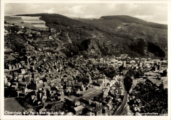 Postcard Idar Oberstein on the Nahe, aerial photograph of the town