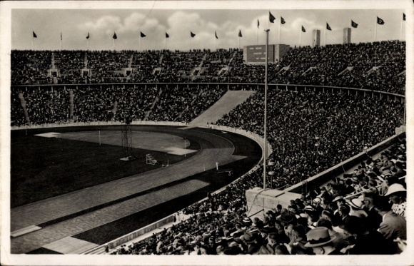 Postcard Berlin, Olympic Games 1936, Reichssportfeld, Deutsche Kampfbahn, Olympic Stadium