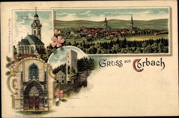 Chromo-Litho Korbach in Hesse, St. Kilian Church