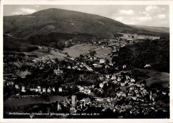 Postcard Königstein im Taunus, aerial view of Königstein, climatic health resort, castle, nature