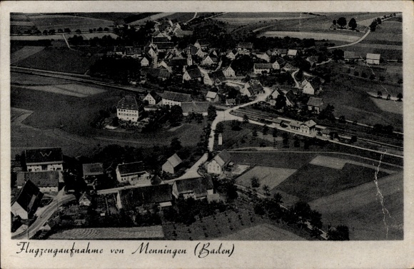 Ak Menningen Messkirch in Baden, luchtfoto