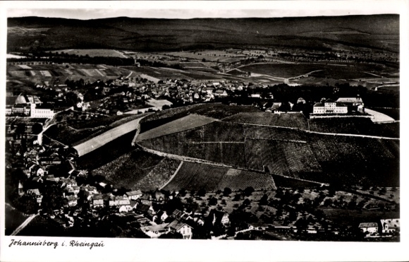 Postcard Johannisberg Geisenheim am Rhein Hesse, aerial photograph