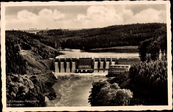 Ak Kriebstein Mittelsachsen, Zschopau-dam, barrièremuur