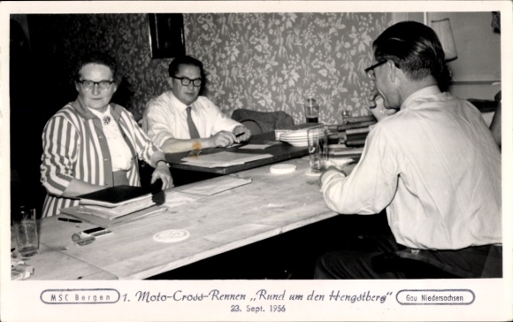 foto Ak MSC Bergen, Gau Nedersaksen, 1e Motocross Race Rond de Hengstberg 1956