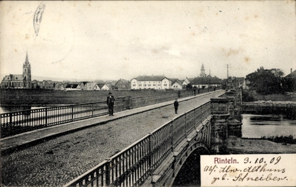 Postcard Rinteln on the Weser, bridge, city view