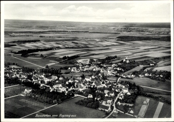 Postcard Baustetten Laupheim in Upper Swabia, aerial photograph