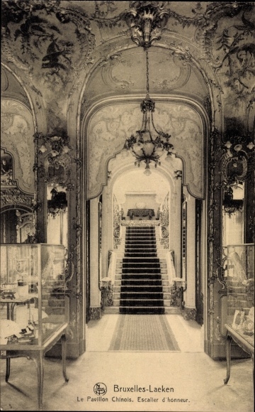 Postcard Laeken Bruxelles Brussels, Le Pavillon Chinois, Escalier d&#39;honneur