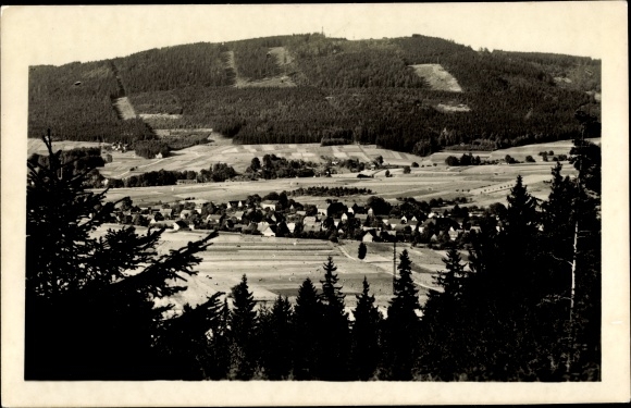 Postcard Cunewalde in Lausitz, view from Bieleboh to Czorneboh