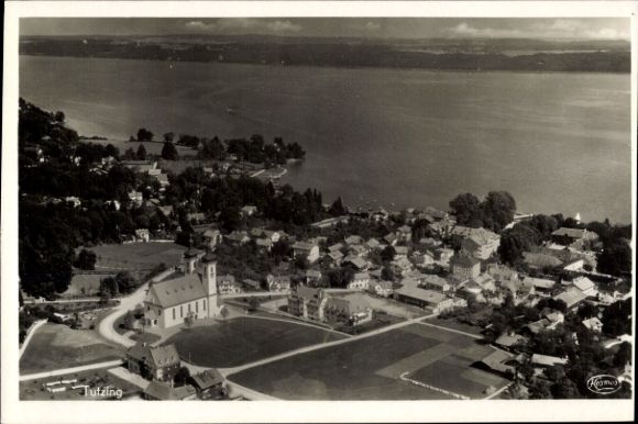 Postcard Tutzing on Lake Starnberg, Upper Bavaria, aerial photograph
