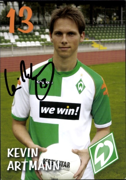 Autogrammkarte Fußballer Kevin Artmann, Werder Bremen, Autogramm